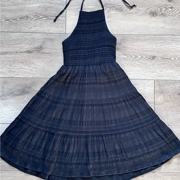 American Eagle Smocked Halter Plaid Mini Dress - Picture 3 of 14